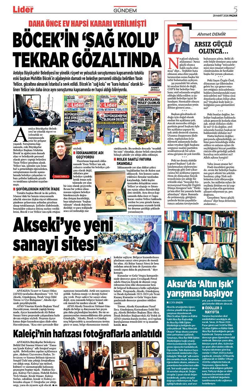 29 M A R T 2026 L İ D E R G A Z E T E A N T A L Y A 5