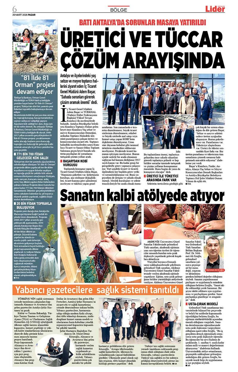 29 M A R T 2026 L İ D E R G A Z E T E A N T A L Y A 6