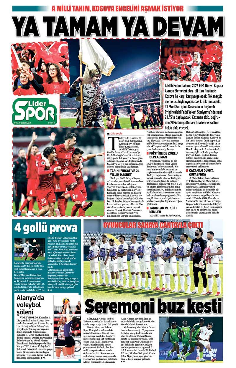 29 M A R T 2026 L İ D E R G A Z E T E A N T A L Y A 8