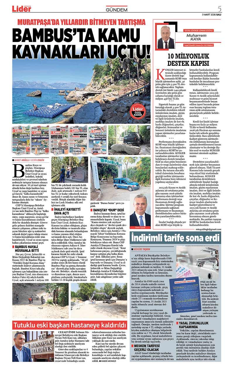 3 M A R T 2026 L İ D E R G A Z E T E A N T A L Y A 5