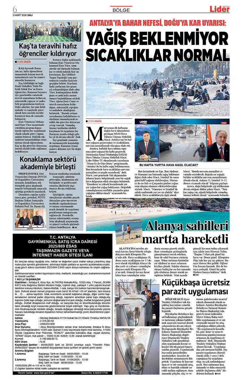 3 M A R T 2026 L İ D E R G A Z E T E A N T A L Y A 6
