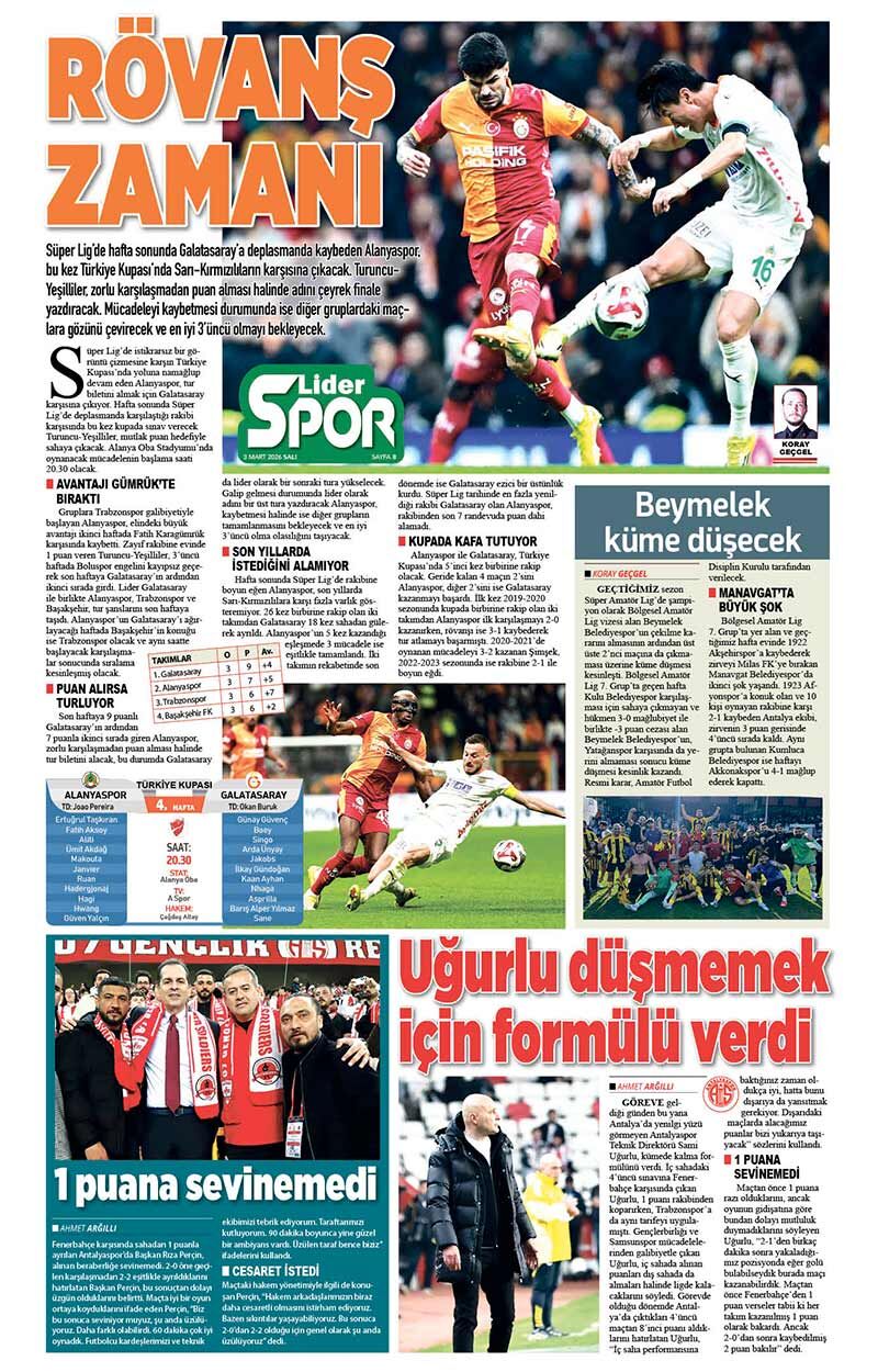 3 M A R T 2026 L İ D E R G A Z E T E A N T A L Y A 8