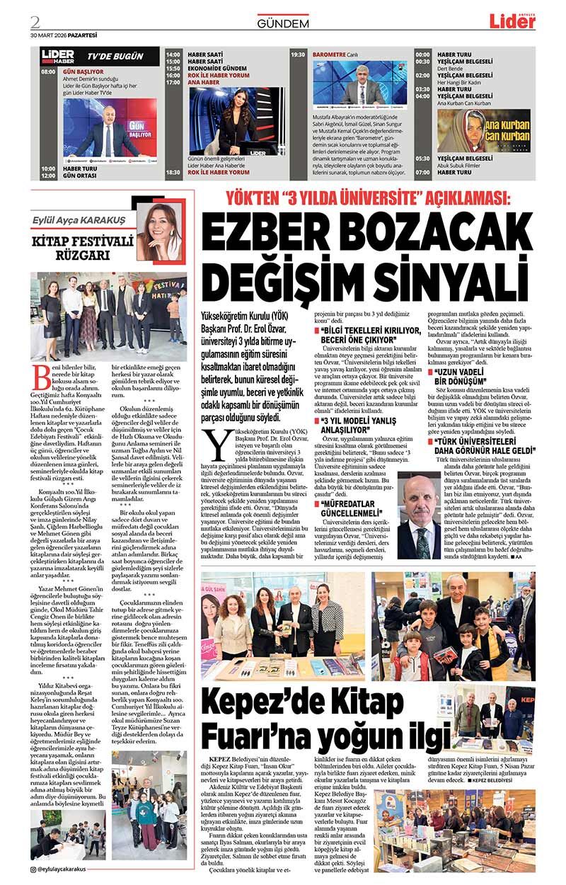 30 M A R T 2026 L İ D E R G A Z E T E A N T A L Y A 2