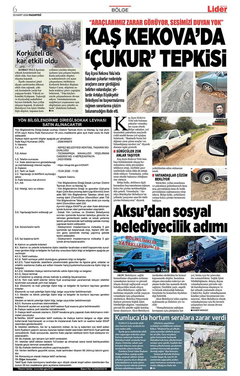 30 M A R T 2026 L İ D E R G A Z E T E A N T A L Y A 6