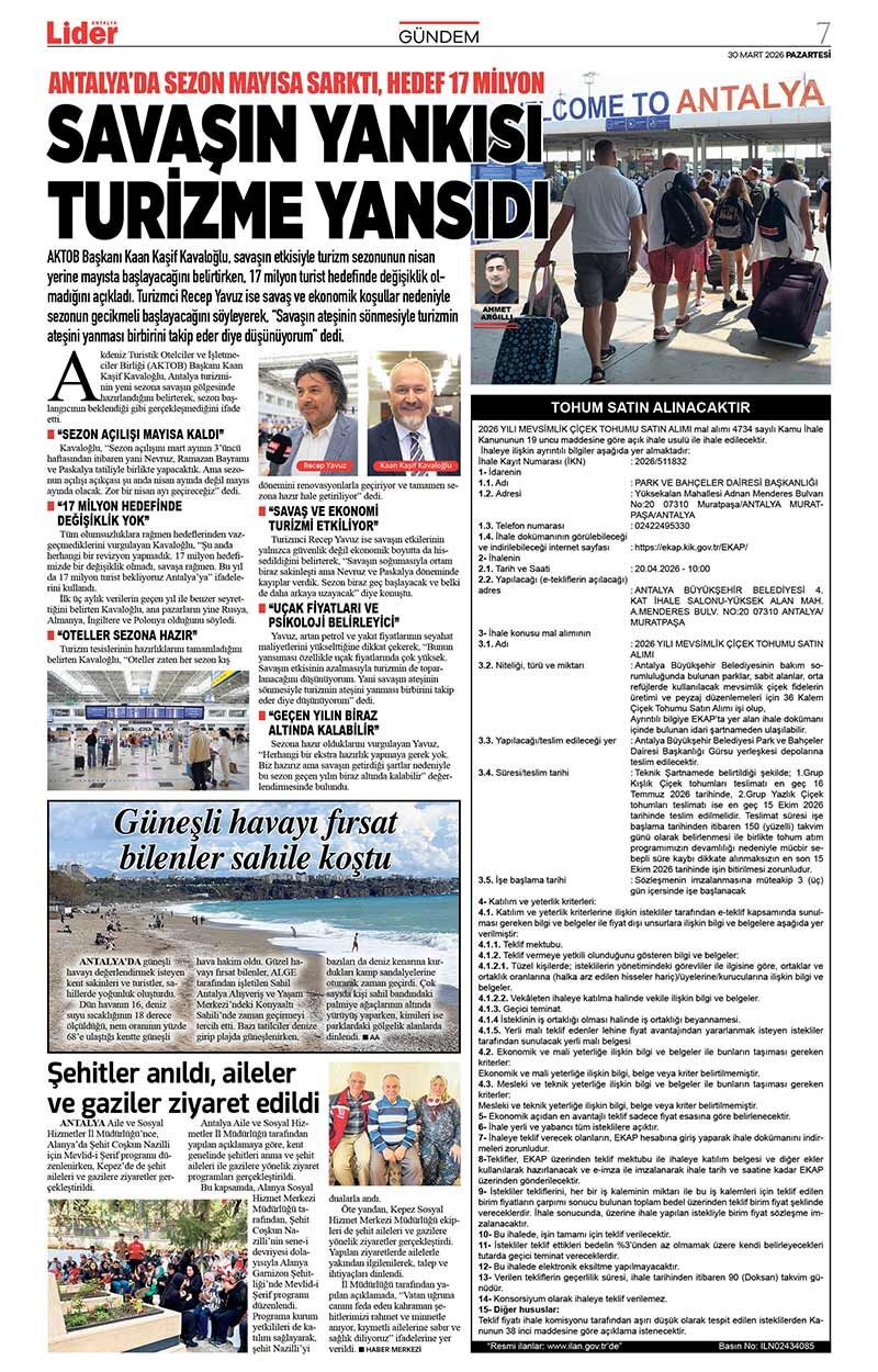 30 M A R T 2026 L İ D E R G A Z E T E A N T A L Y A 7