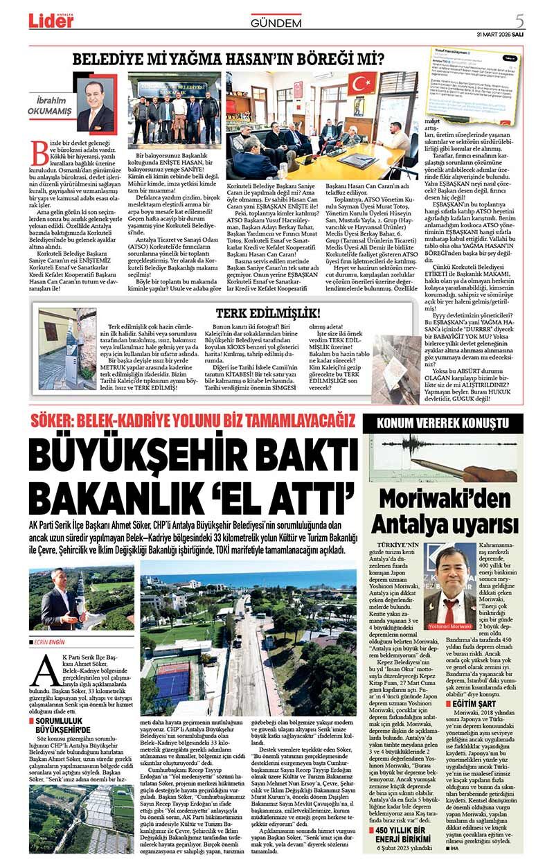 31 M A R T 2026 L İ D E R G A Z E T E A N T A L Y A 5