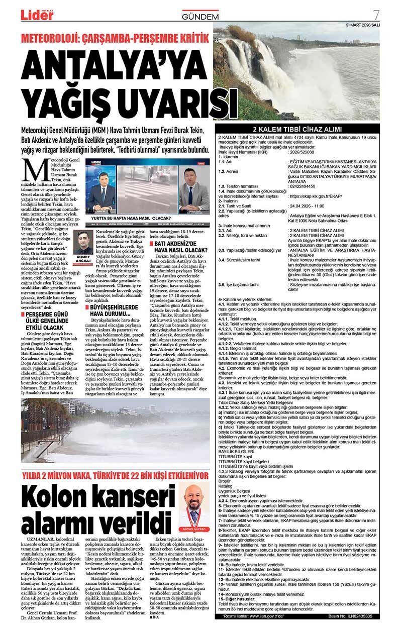 31 M A R T 2026 L İ D E R G A Z E T E A N T A L Y A 7