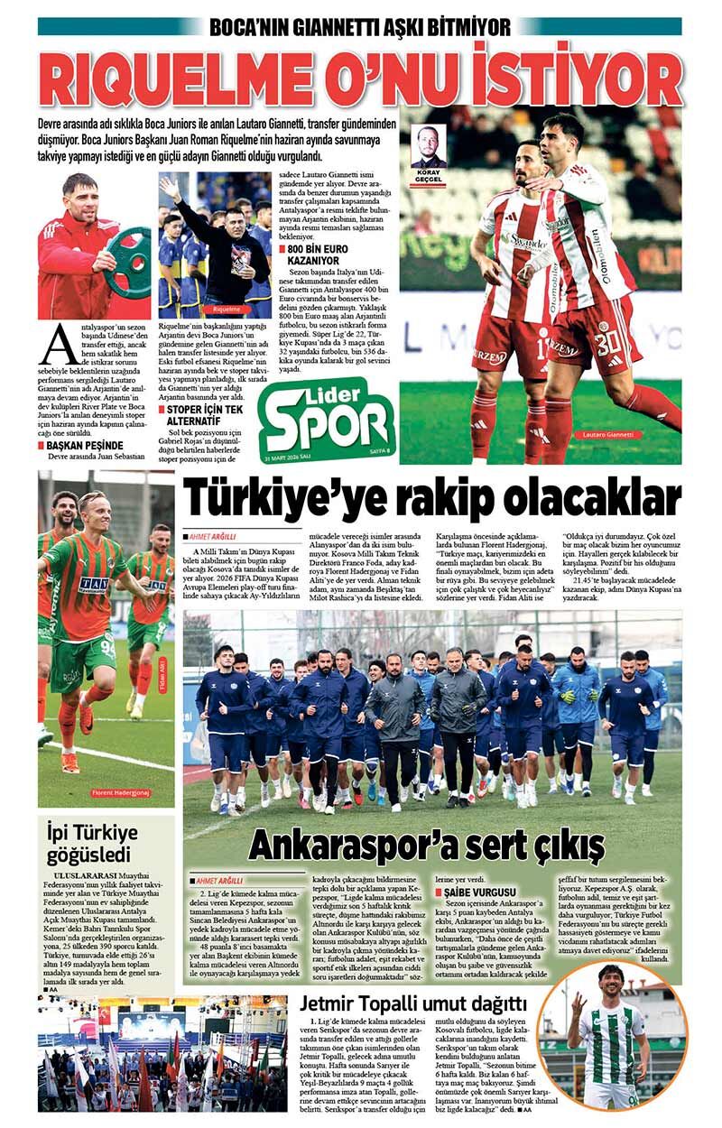 31 M A R T 2026 L İ D E R G A Z E T E A N T A L Y A 8