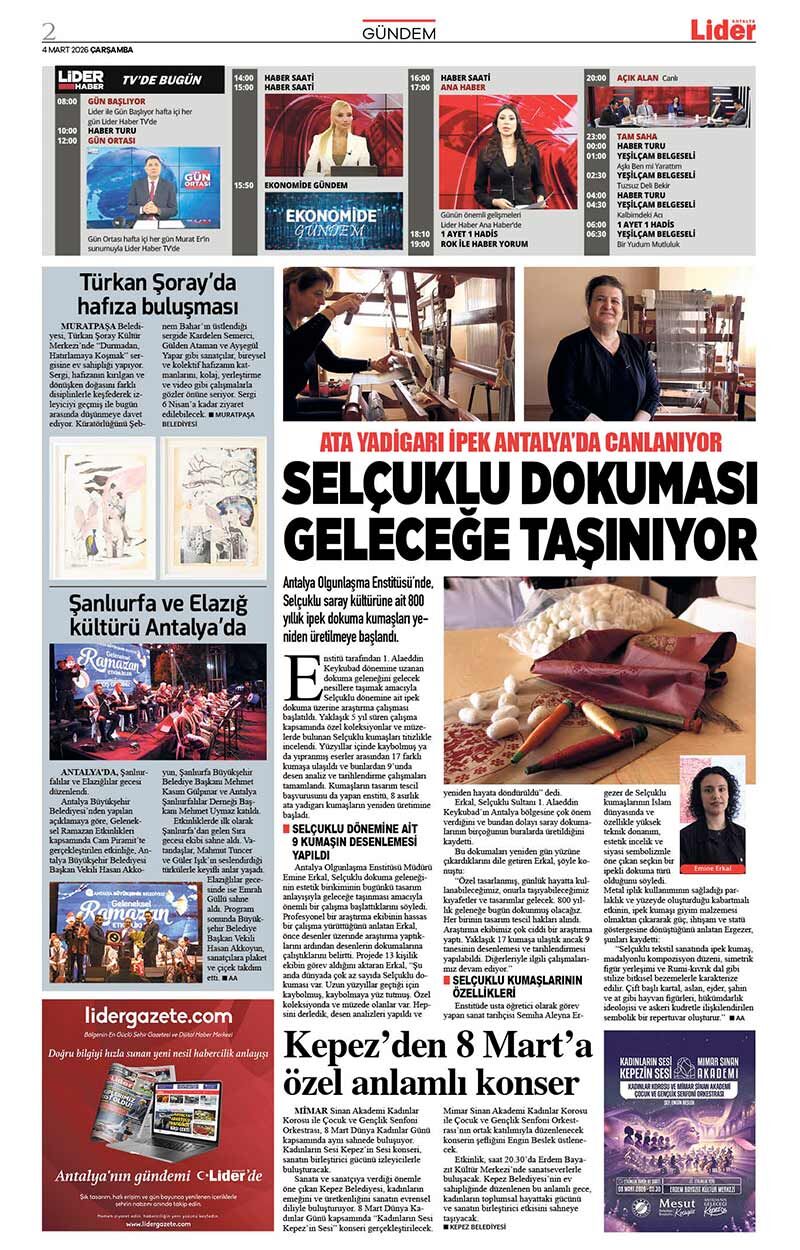 4 M A R T 2026 L İ D E R G A Z E T E A N T A L Y A 2