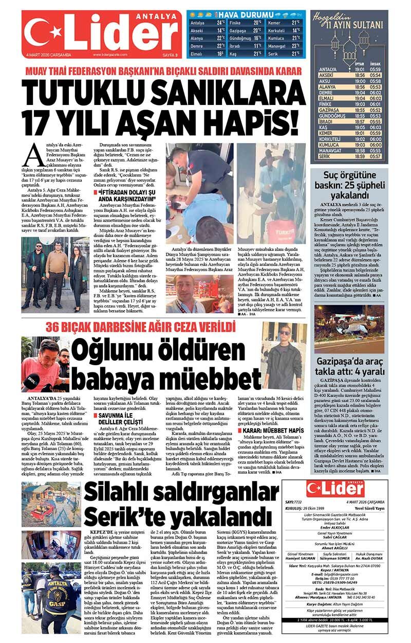 4 M A R T 2026 L İ D E R G A Z E T E A N T A L Y A 3