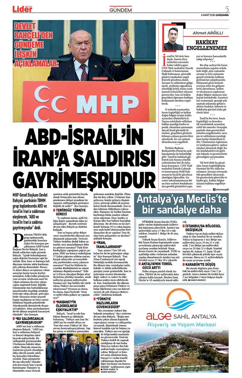 4 M A R T 2026 L İ D E R G A Z E T E A N T A L Y A 5