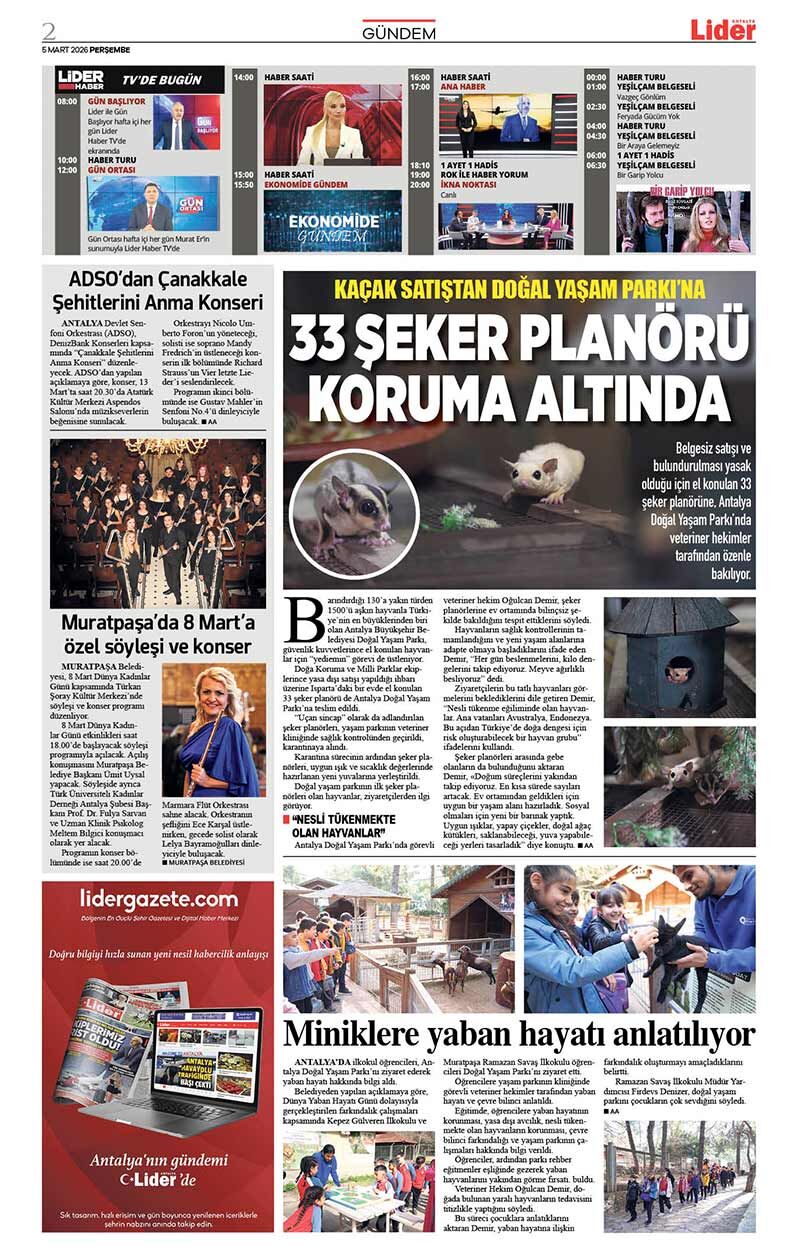5 M A R T 2026 L İ D E R G A Z E T E A N T A L Y A 2