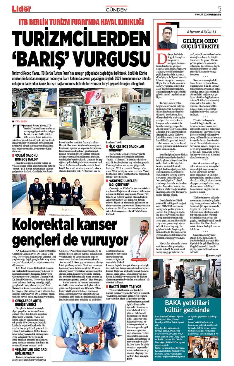 5 M A R T 2026 L İ D E R G A Z E T E A N T A L Y A 5