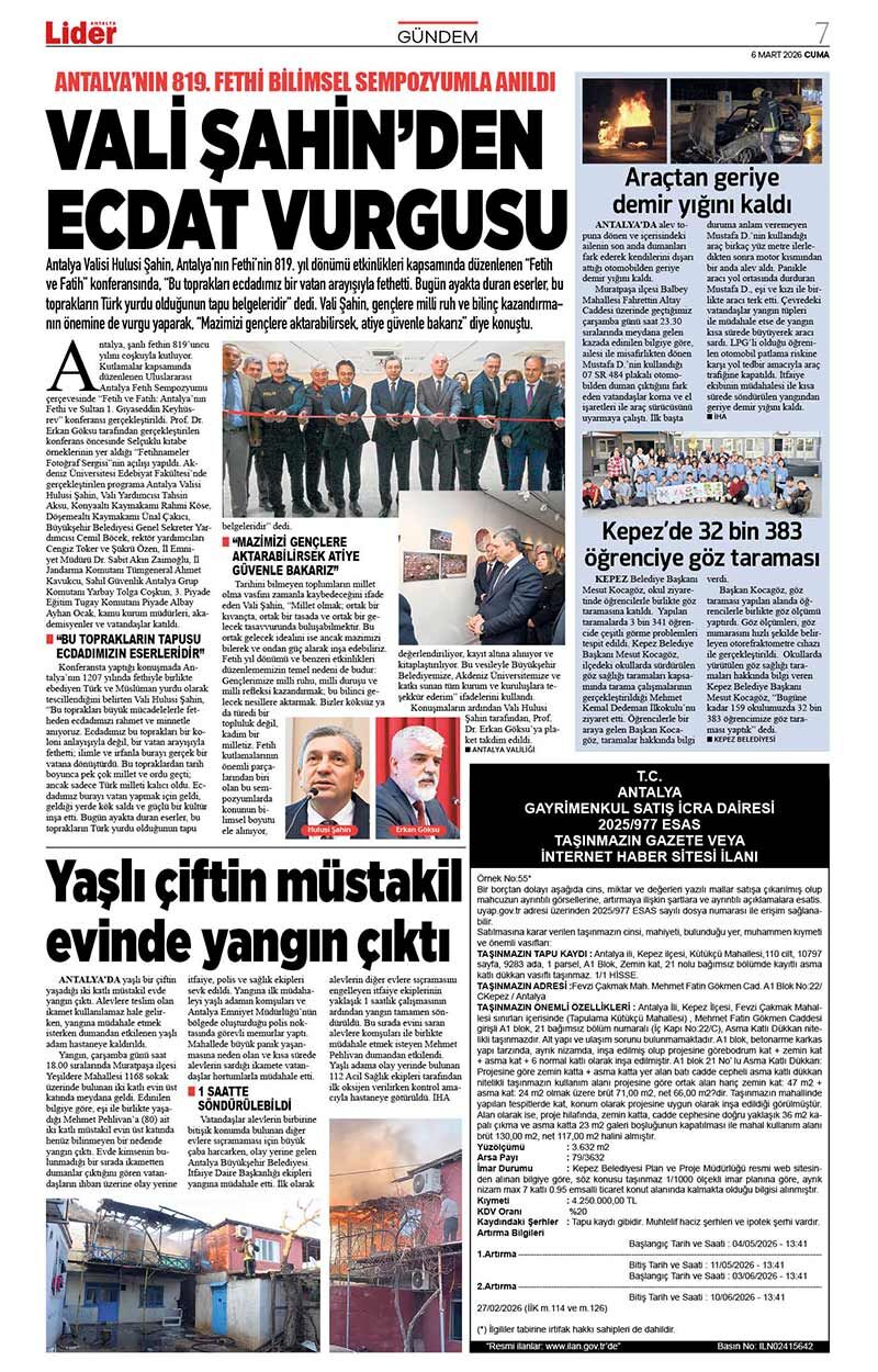 6 M A R T 2026 L İ D E R G A Z E T E A N T A L Y A 7