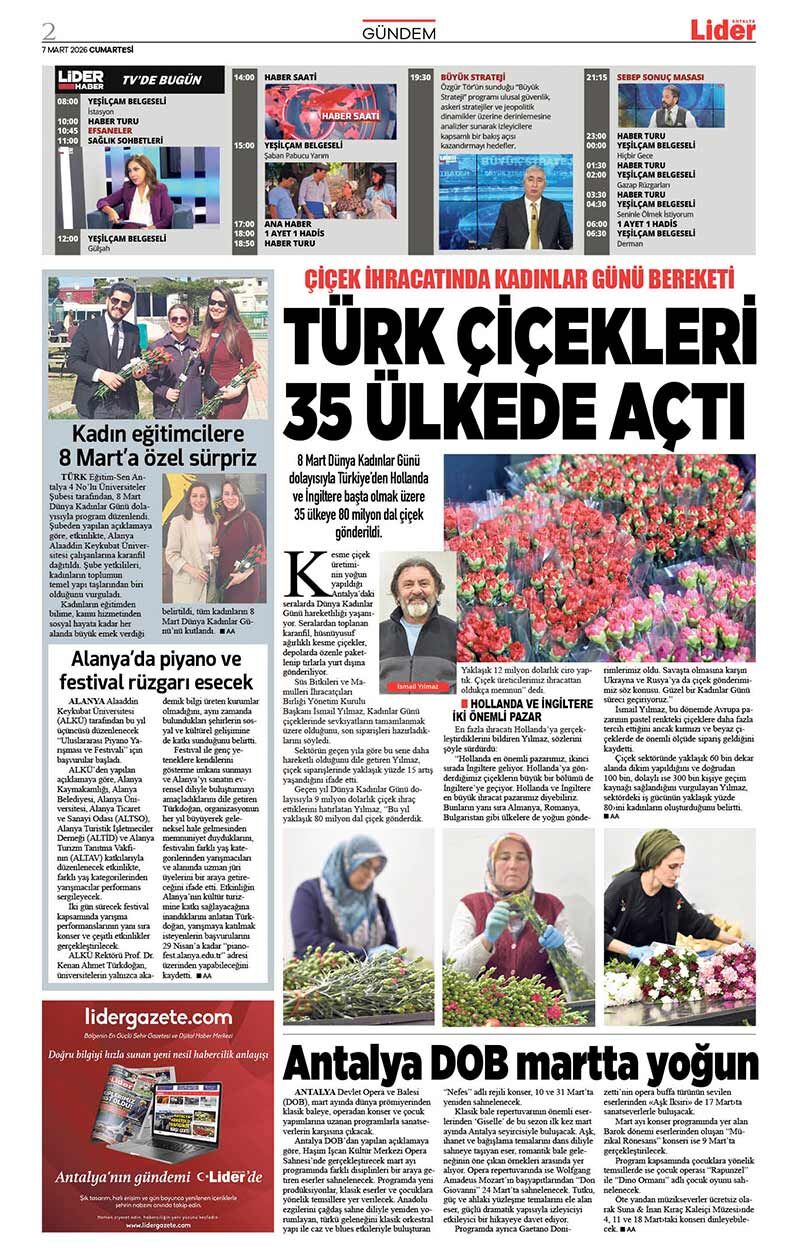 7 M A R T 2026 L İ D E R G A Z E T E A N T A L Y A 2