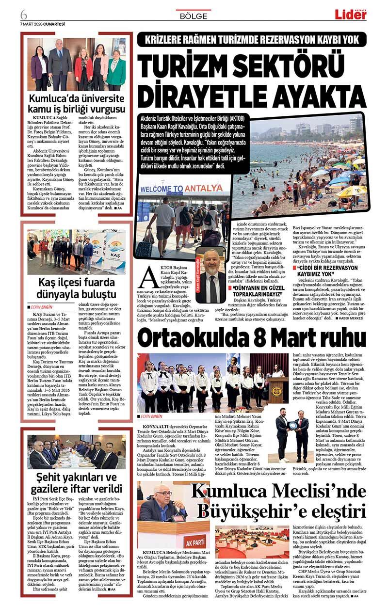 7 M A R T 2026 L İ D E R G A Z E T E A N T A L Y A 6