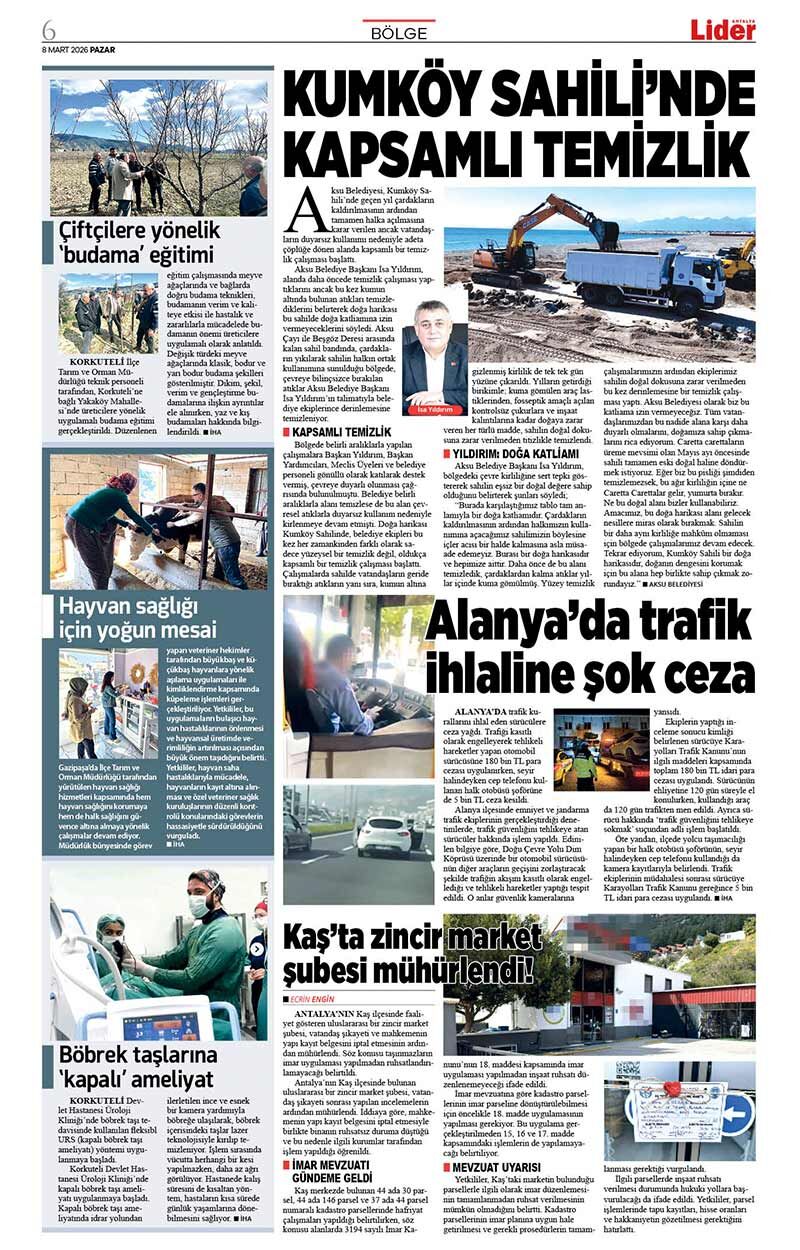 8 M A R T 2026 L İ D E R G A Z E T E A N T A L Y A 6