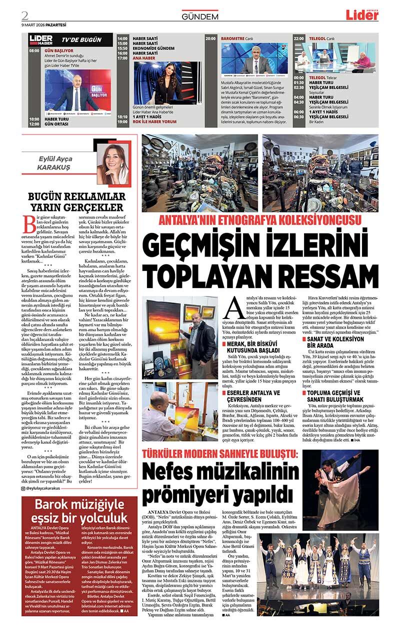 9 M A R T 2026 L İ D E R G A Z E T E A N T A L Y A 2