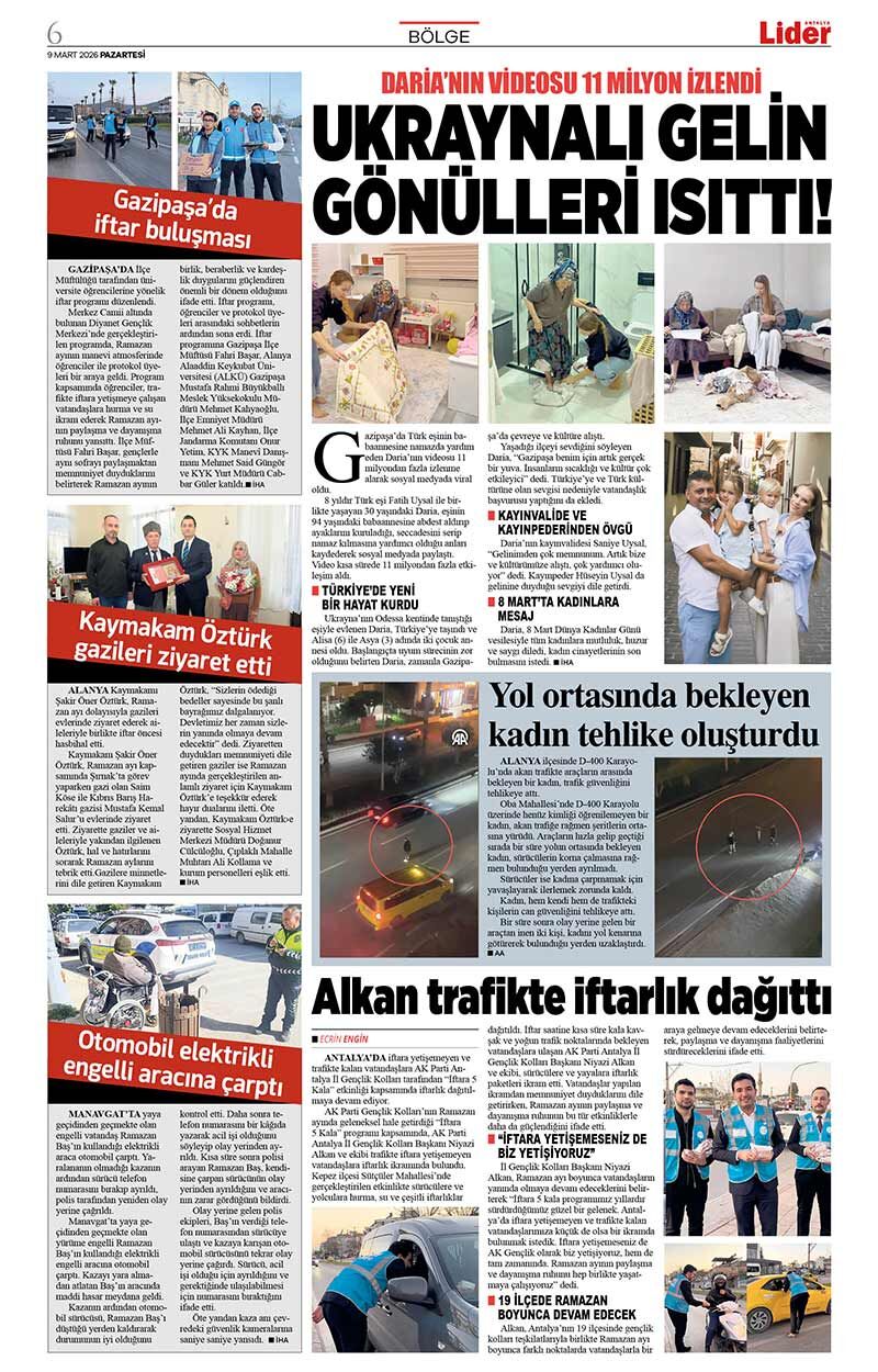 9 M A R T 2026 L İ D E R G A Z E T E A N T A L Y A 6