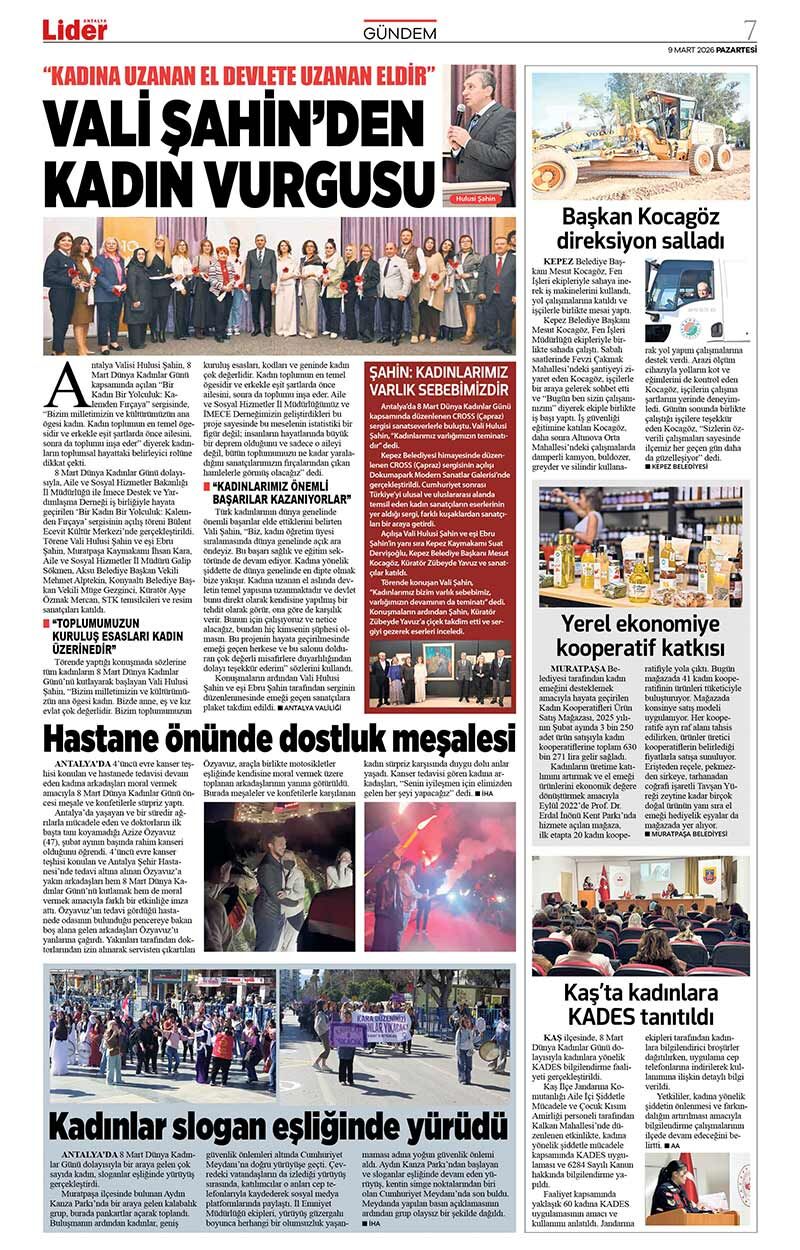 9 M A R T 2026 L İ D E R G A Z E T E A N T A L Y A 7