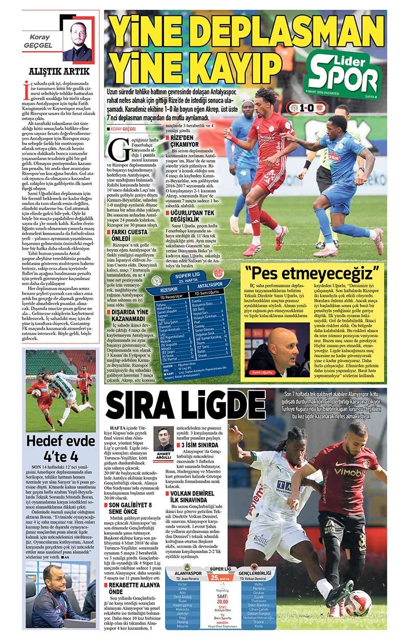 9 M A R T 2026 L İ D E R G A Z E T E A N T A L Y A 8