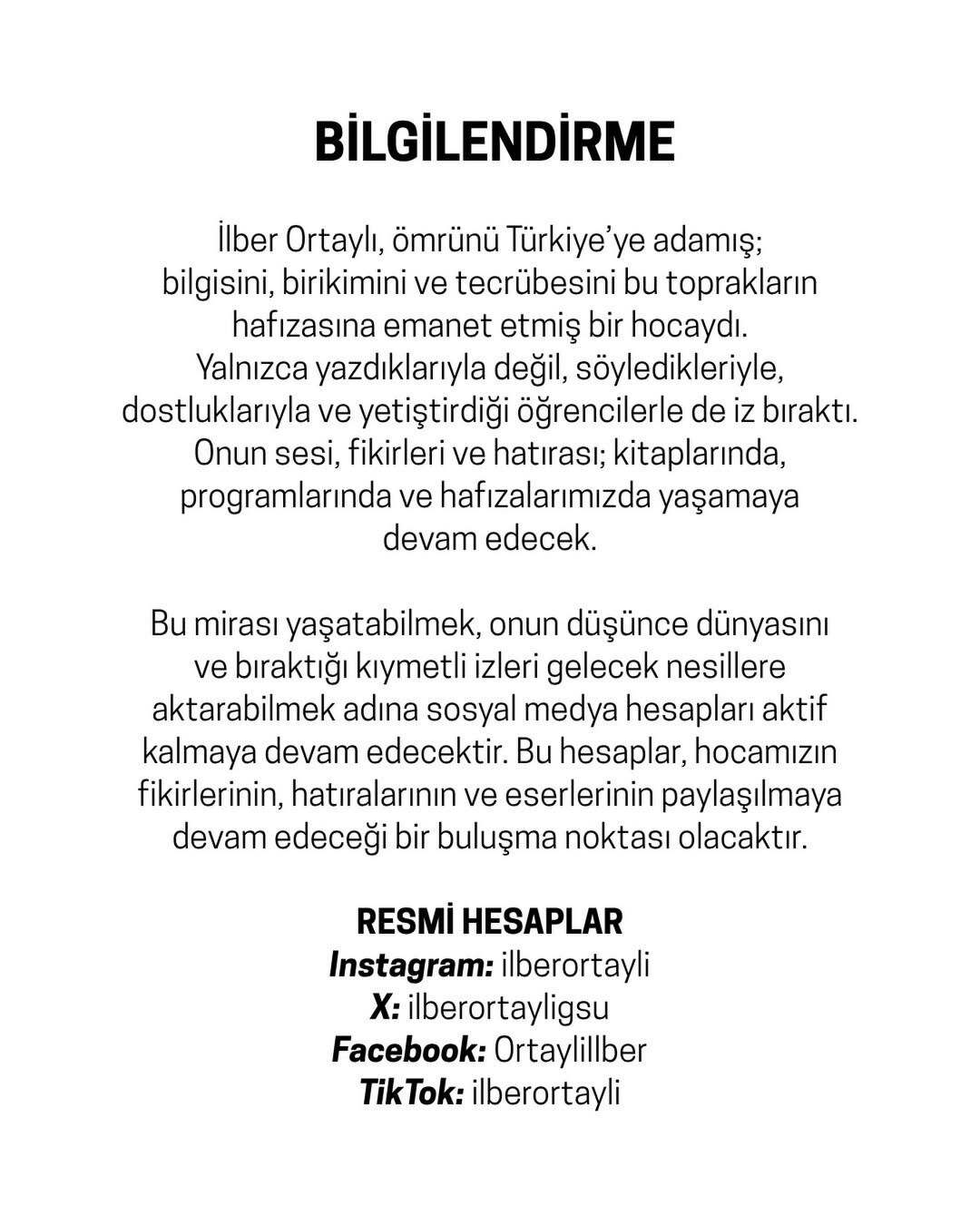 Ilber Ortaylı Sosyal Medya