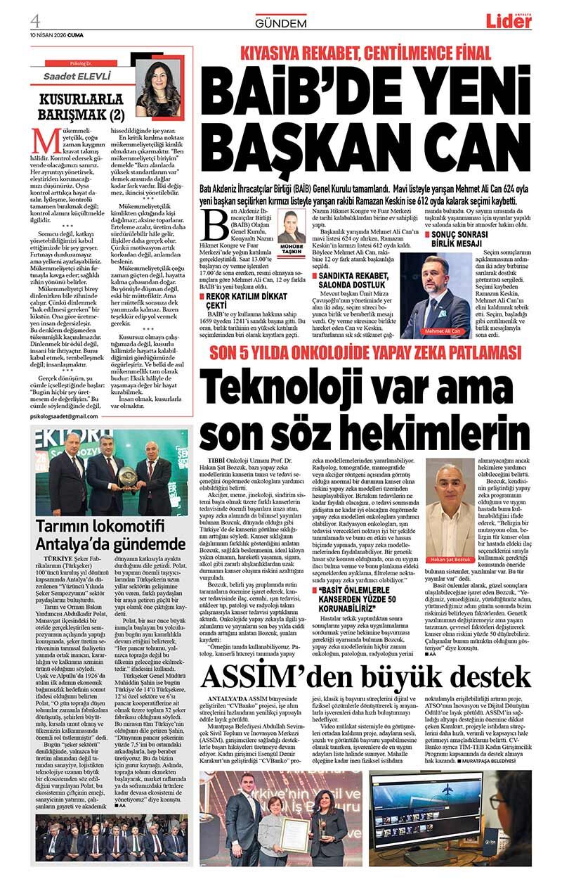 10 N İ S A N 2026 L İ D E R G A Z E T E A N T A L Y A 4