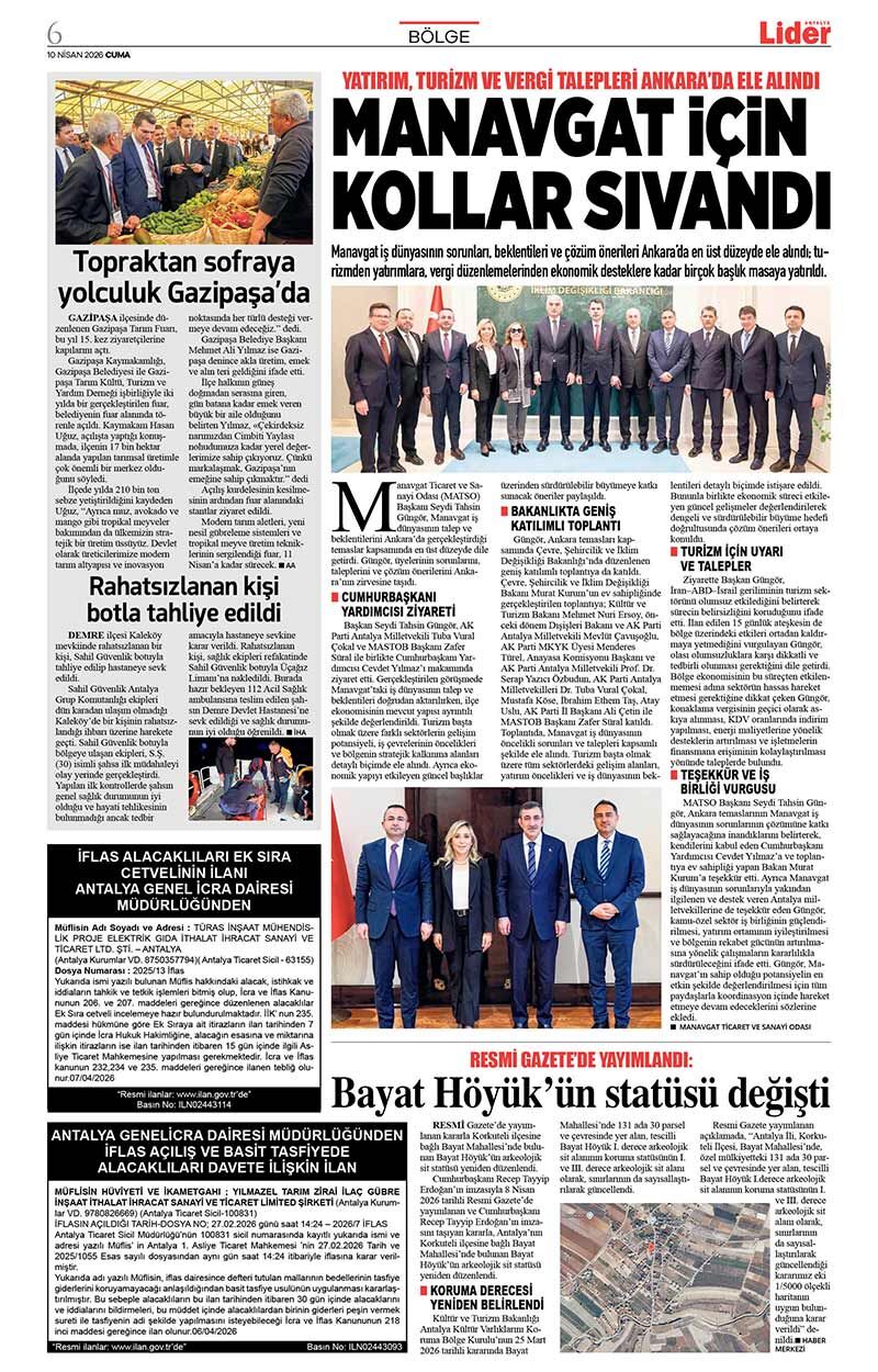 10 N İ S A N 2026 L İ D E R G A Z E T E A N T A L Y A 6