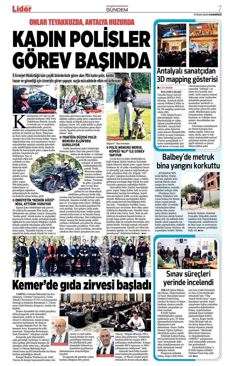 11 N İ S A N 2026 L İ D E R G A Z E T E A N T A L Y A 7