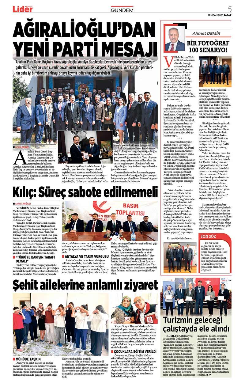 12 N İ S A N 2026 L İ D E R G A Z E T E A N T A L Y A 5