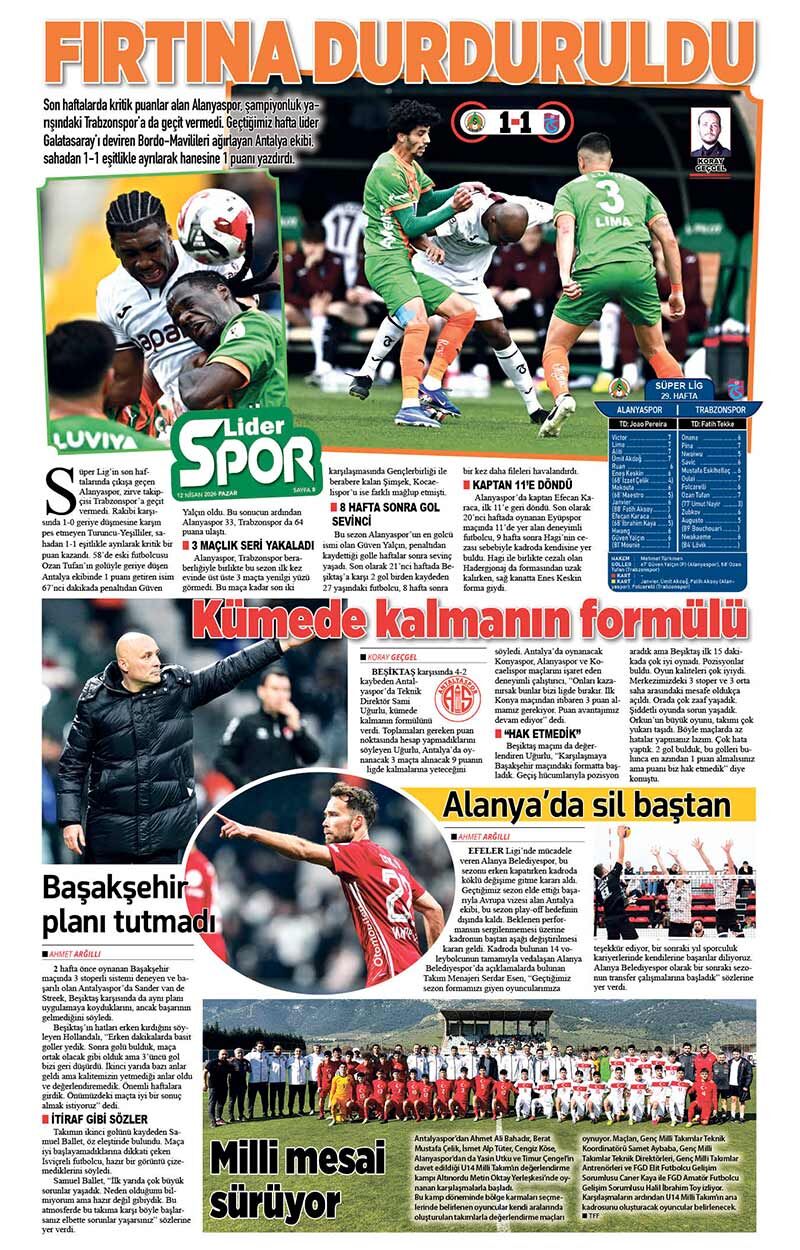 12 N İ S A N 2026 L İ D E R G A Z E T E A N T A L Y A 8