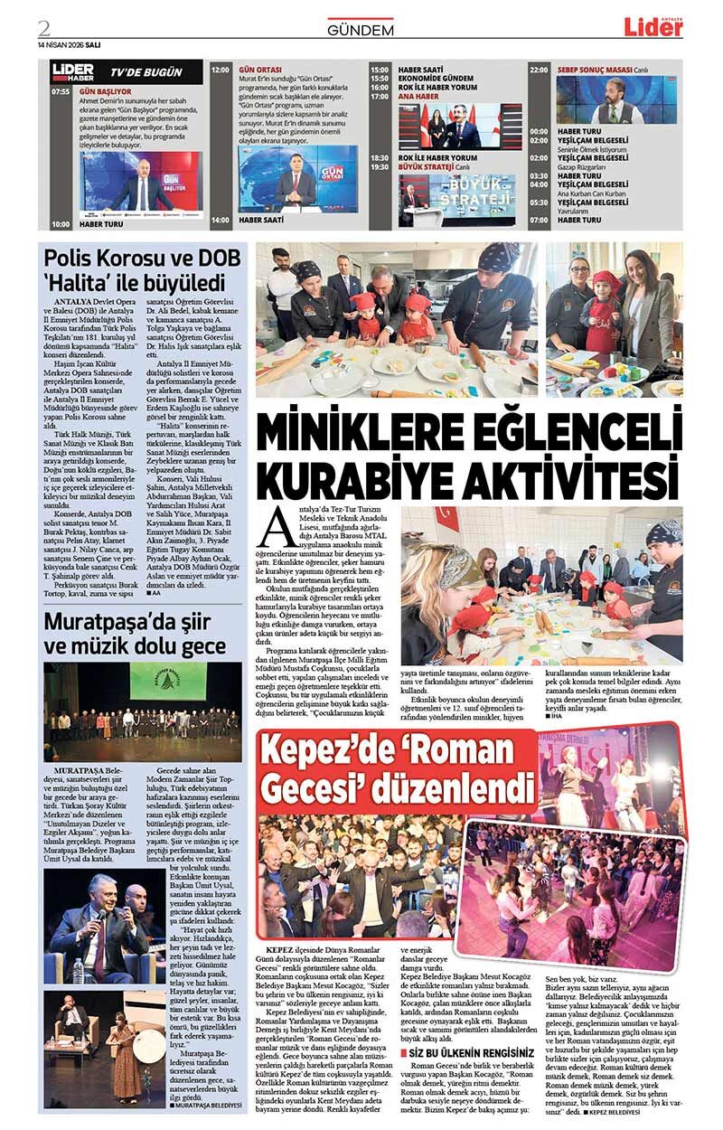 14 N İ S A N 2026 L İ D E R G A Z E T E A N T A L Y A 2