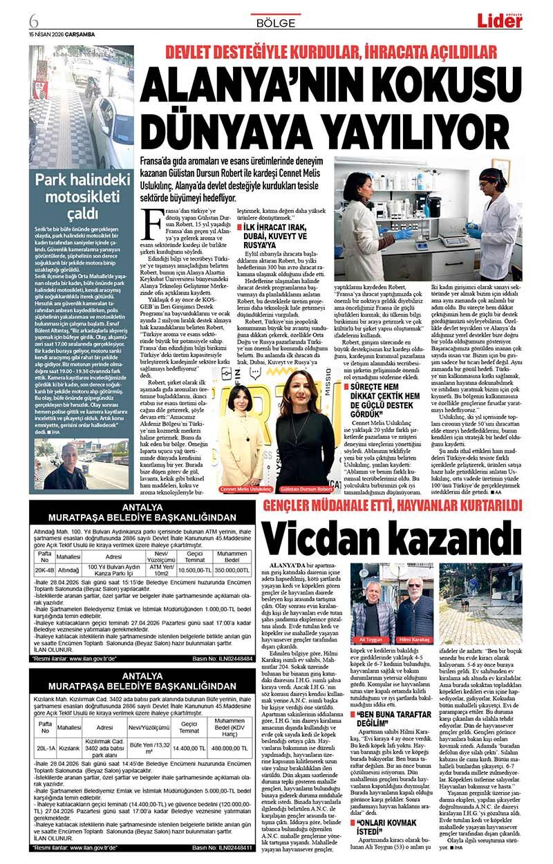 15 N İ S A N 2026 L İ D E R G A Z E T E A N T A L Y A 6