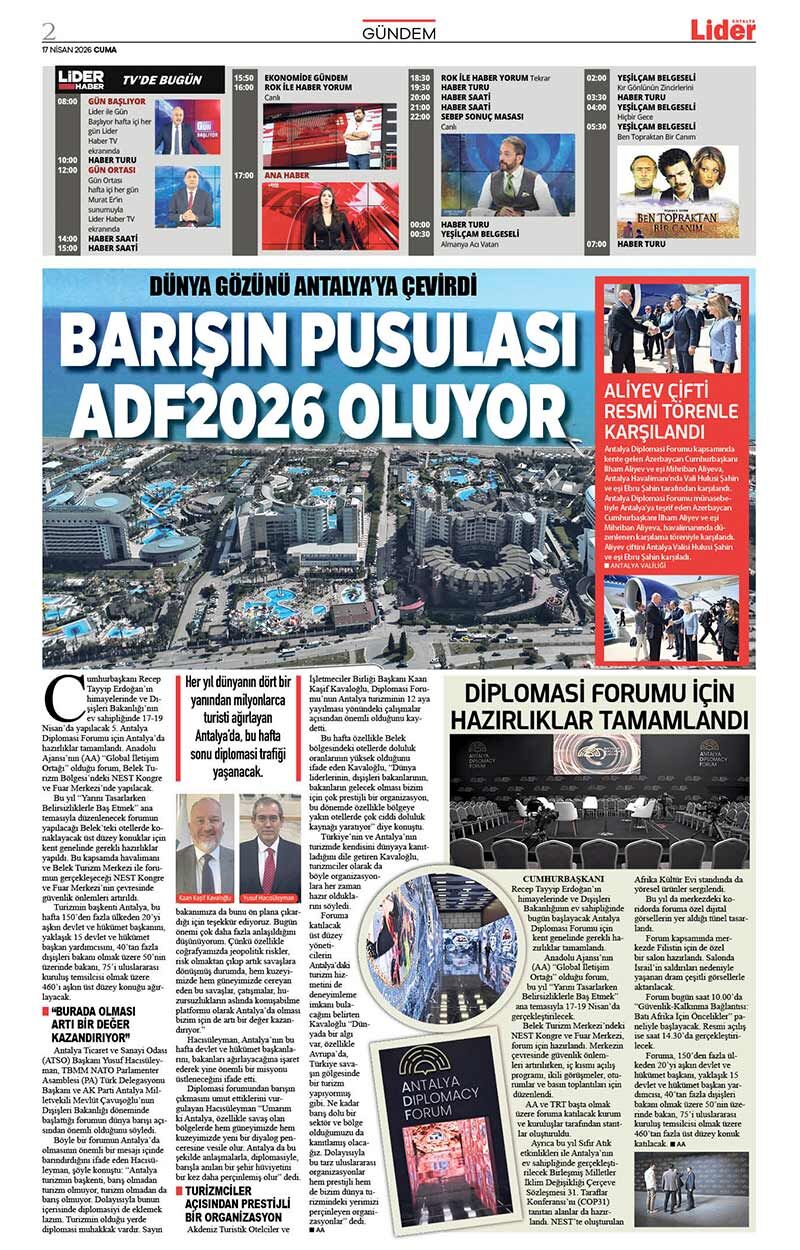 17 N İ S A N 2026 L İ D E R G A Z E T E A N T A L Y A 2