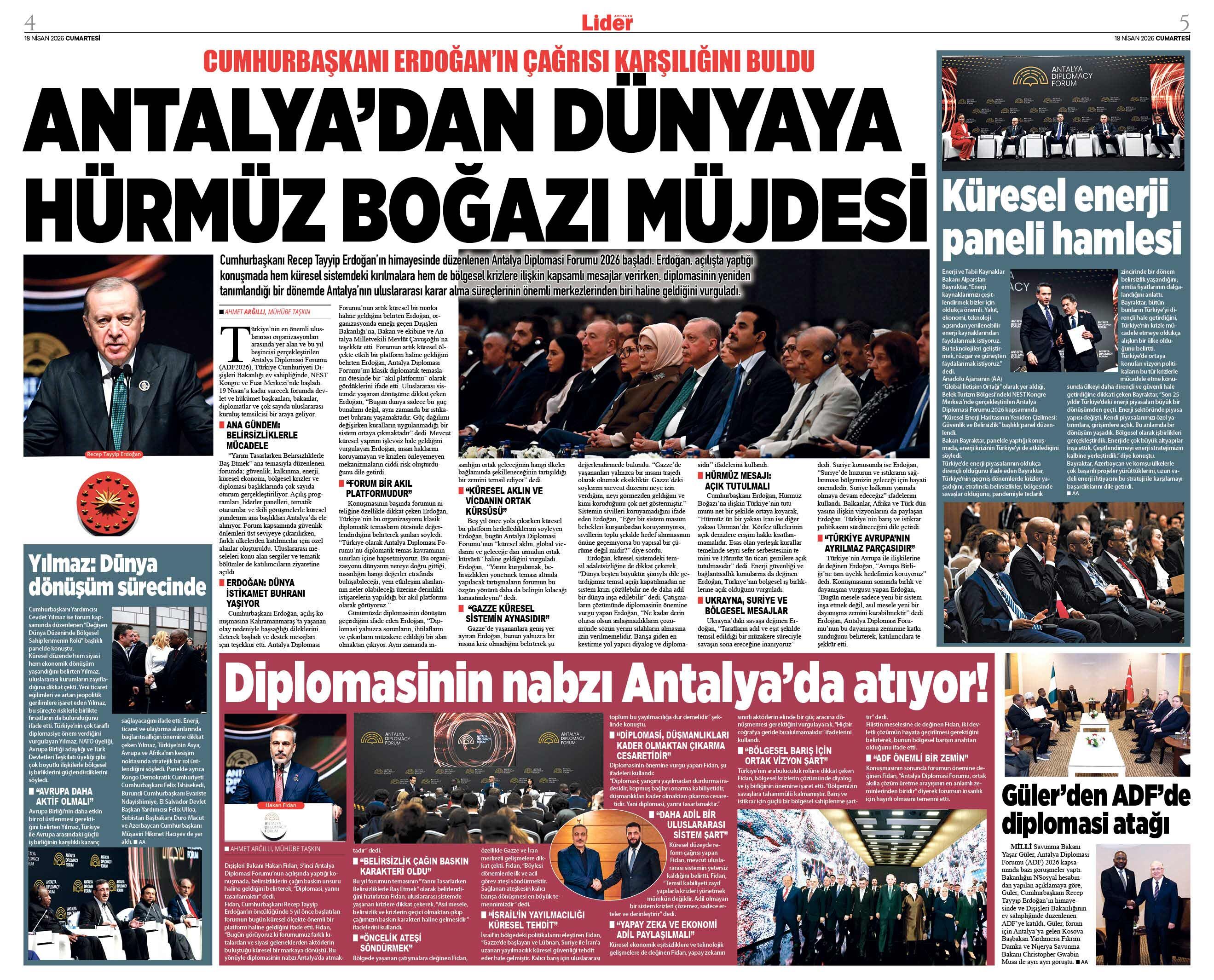 18 N İ S A N 2026 L İ D E R G A Z E T E A N T A L Y A 4
