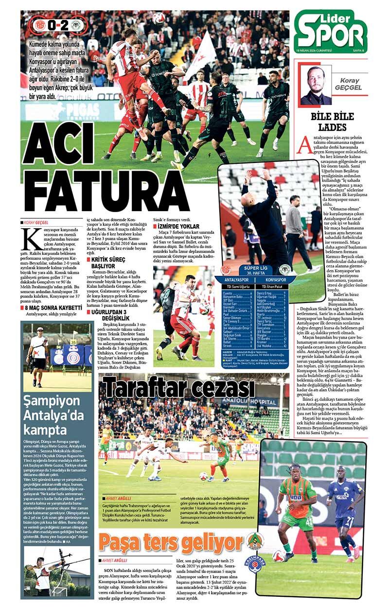 18 N İ S A N 2026 L İ D E R G A Z E T E A N T A L Y A 8