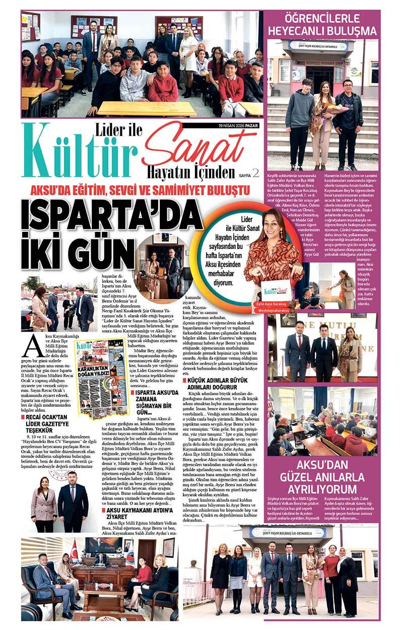 19 N İ S A N 2026 L İ D E R G A Z E T E A N T A L Y A 2