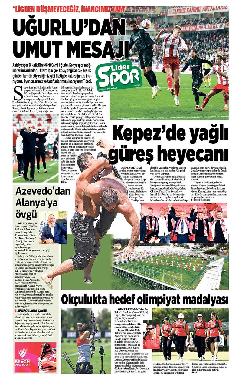 19 N İ S A N 2026 L İ D E R G A Z E T E A N T A L Y A 8