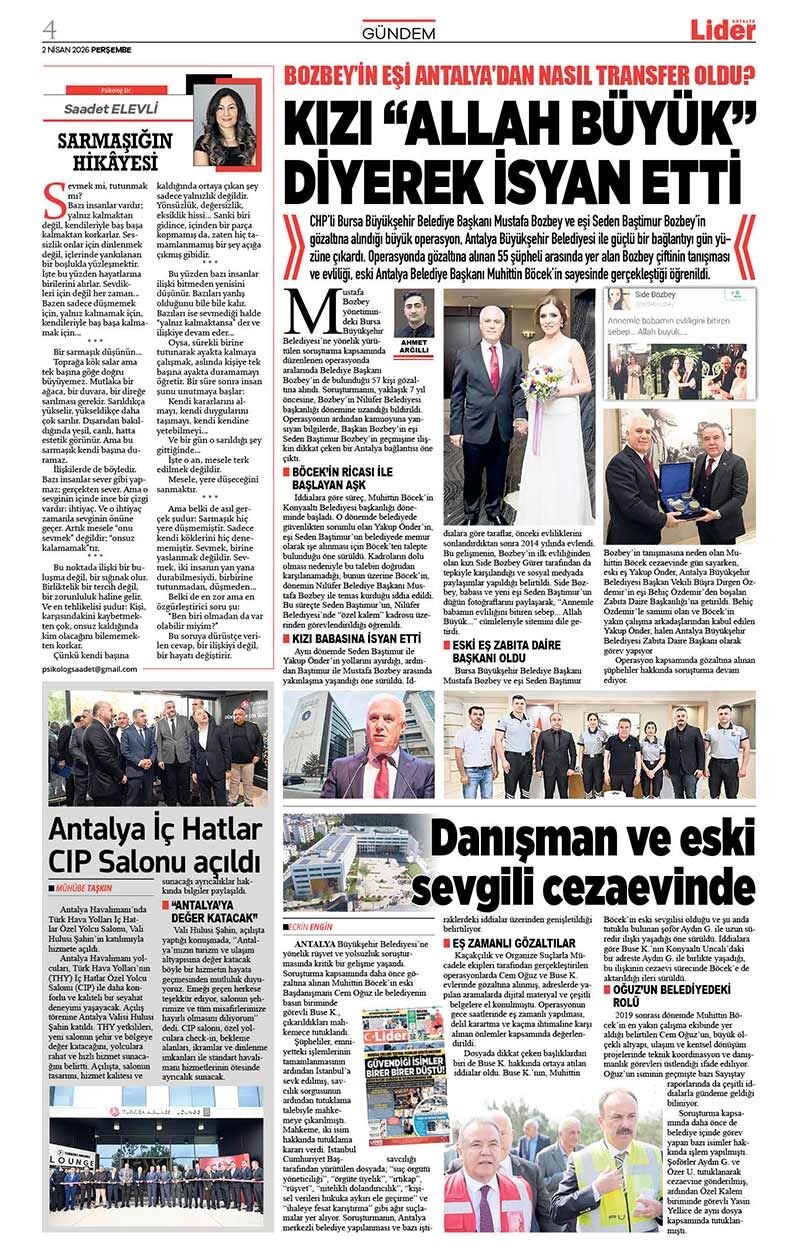 2 N İ S A N 2026 L İ D E R G A Z E T E A N T A L Y A 4