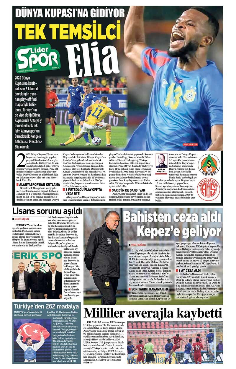 2 N İ S A N 2026 L İ D E R G A Z E T E A N T A L Y A 8