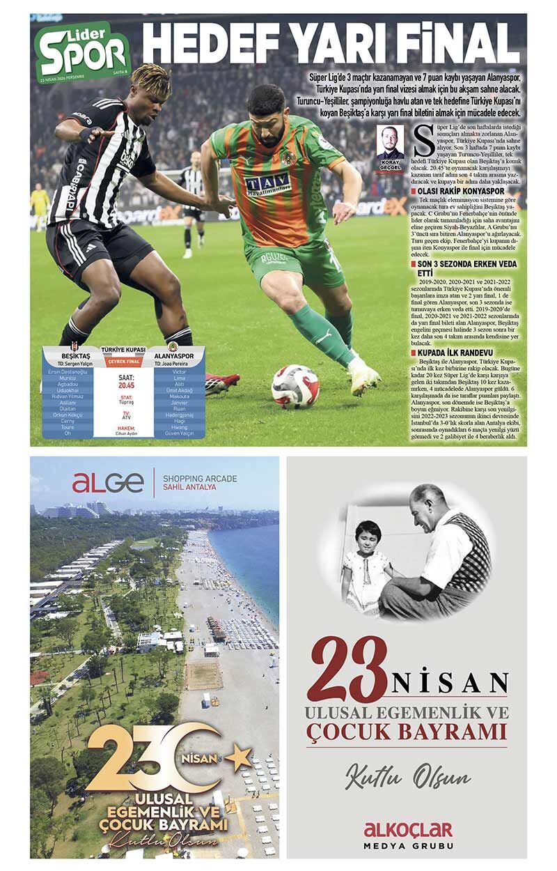 23 N İ S A N 2026 L İ D E R G A Z E T E A N T A L Y A 8