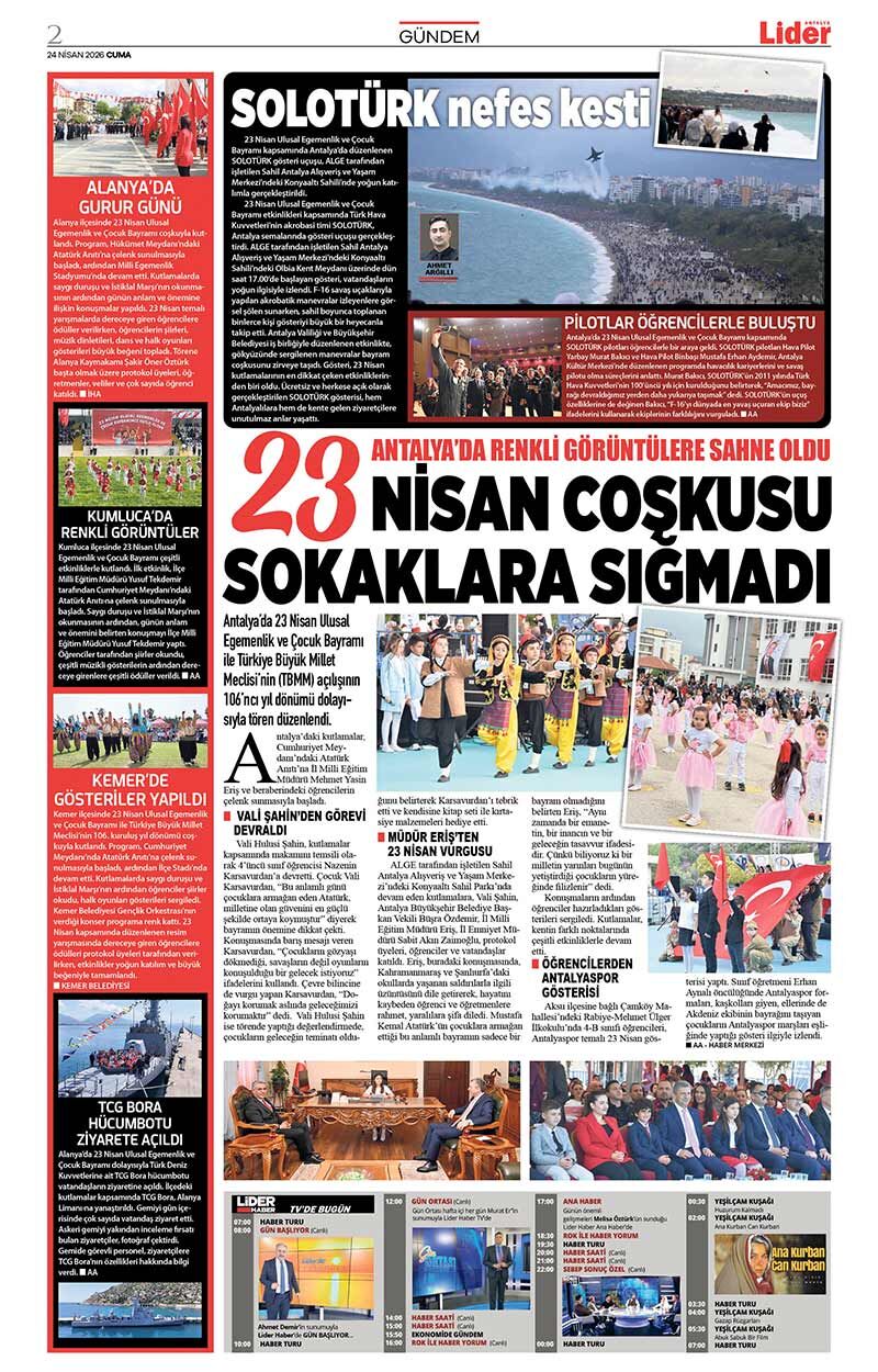 24 N İ S A N 2026 L İ D E R G A Z E T E A N T A L Y A 2