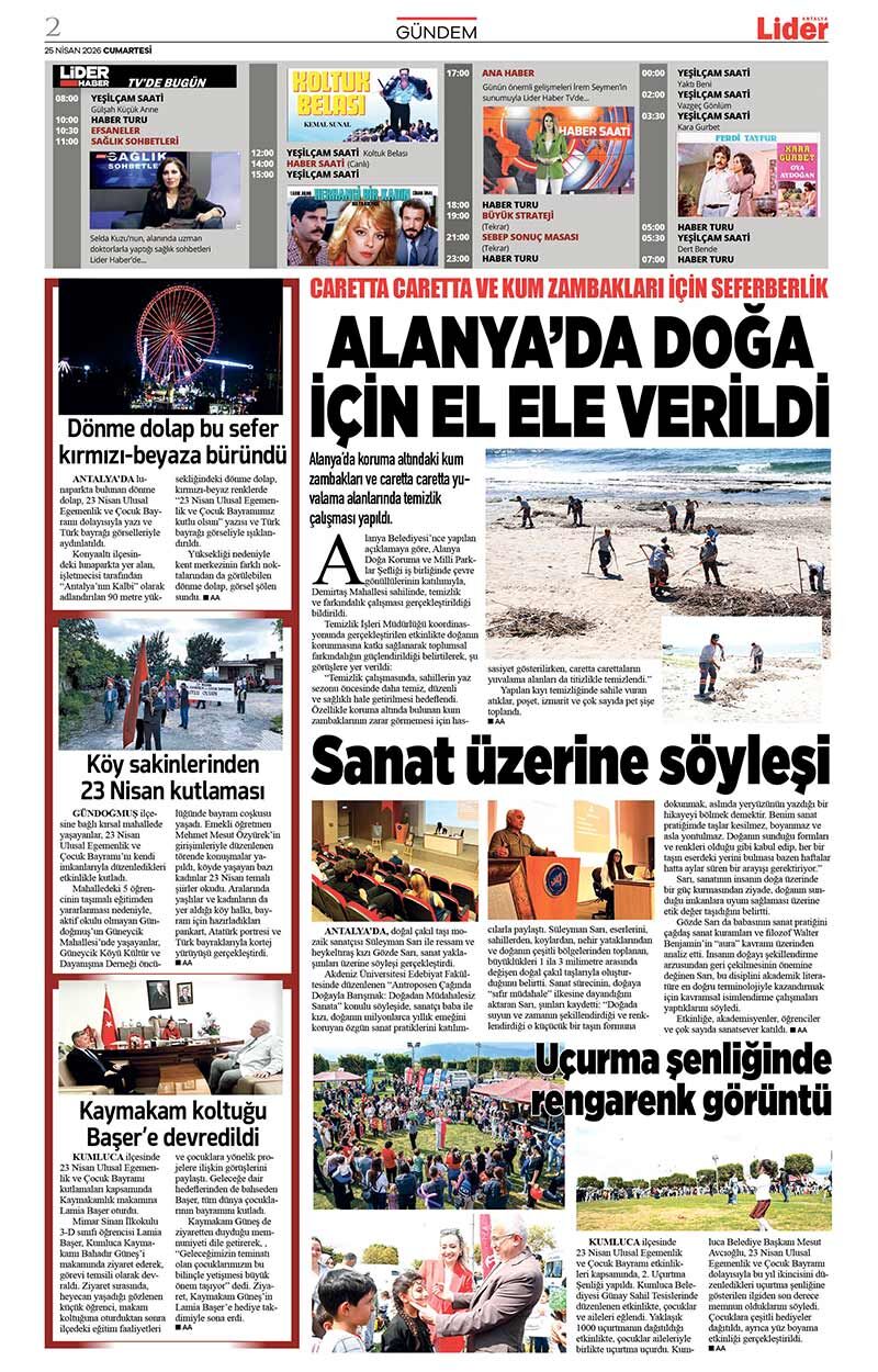 25 N İ S A N 2026 L İ D E R G A Z E T E A N T A L Y A 2