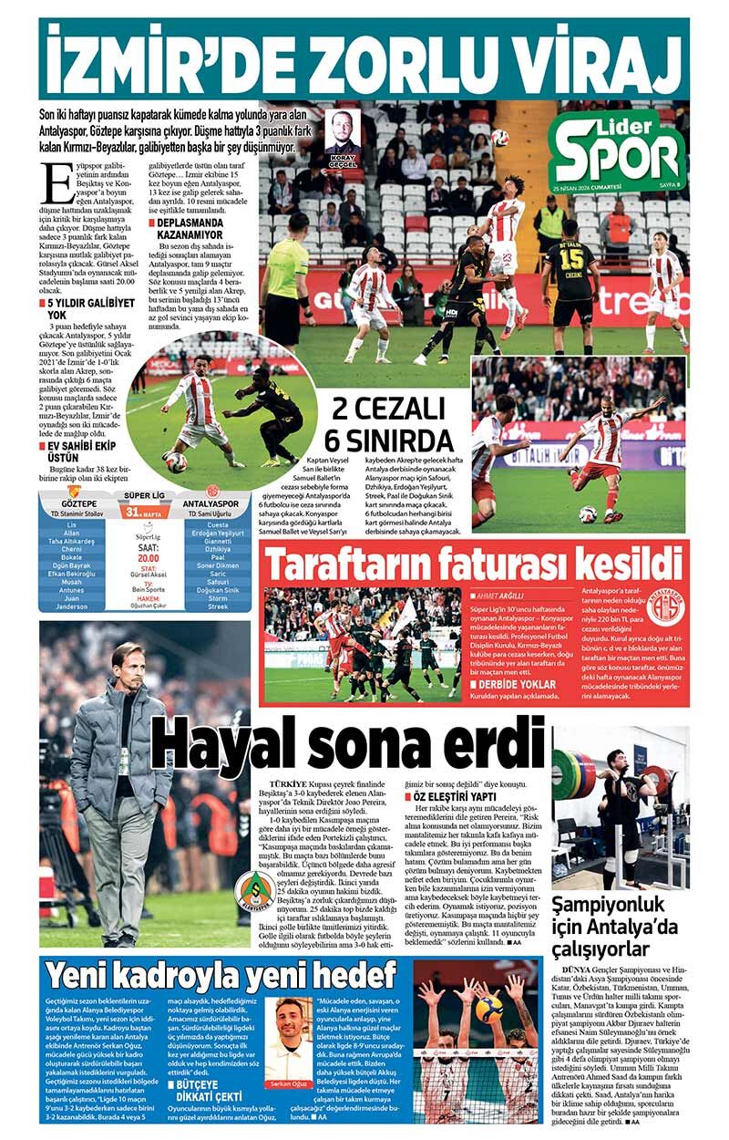 25 N İ S A N 2026 L İ D E R G A Z E T E A N T A L Y A 8