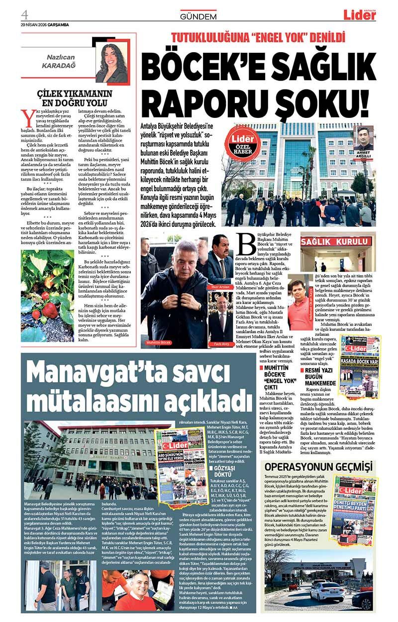 29 N İ S A N 2026 L İ D E R G A Z E T E A N T A L Y A 4