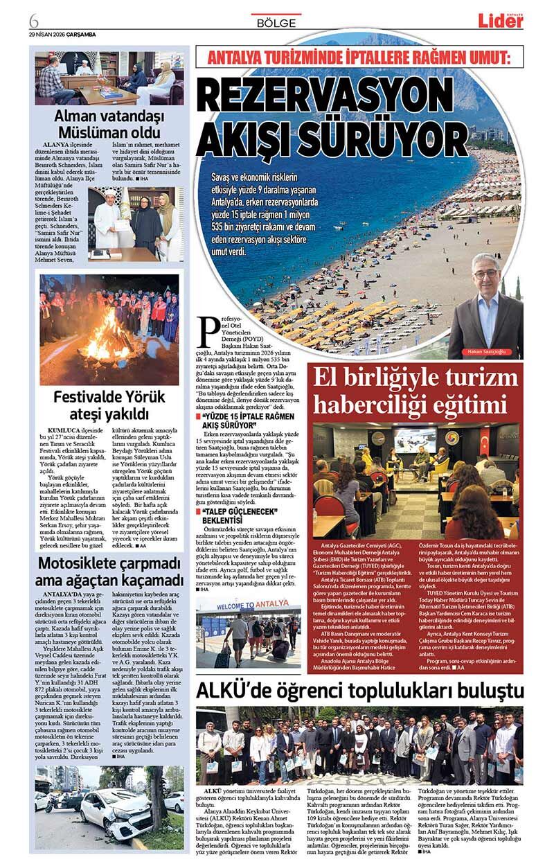 29 N İ S A N 2026 L İ D E R G A Z E T E A N T A L Y A 6