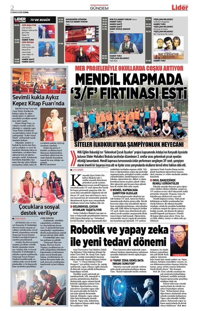 3 N İ S A N 2026 L İ D E R G A Z E T E A N T A L Y A 2