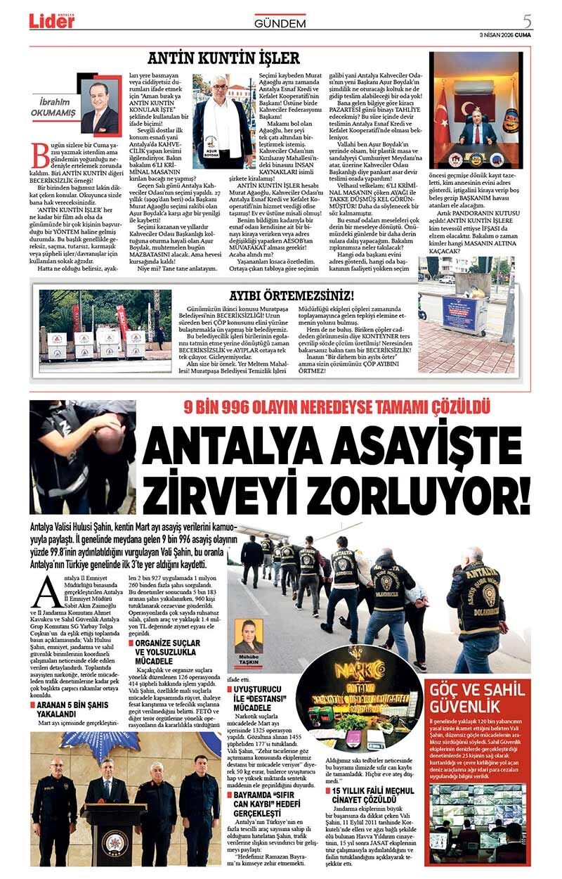 3 N İ S A N 2026 L İ D E R G A Z E T E A N T A L Y A 5