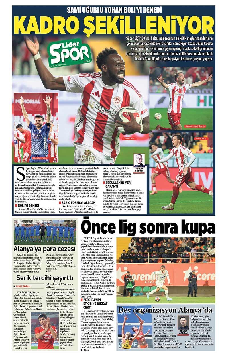 3 N İ S A N 2026 L İ D E R G A Z E T E A N T A L Y A 8