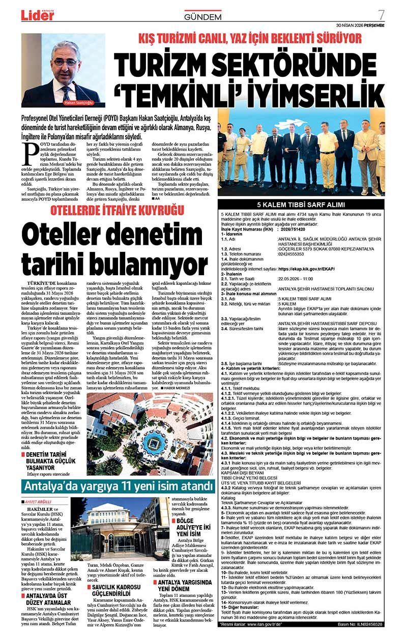 30 N İ S A N 2026 L İ D E R G A Z E T E A N T A L Y A 7